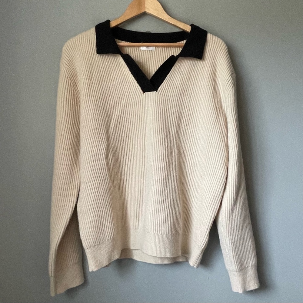 Celine Paris v neck sweater with collar size large wool & cotton blend